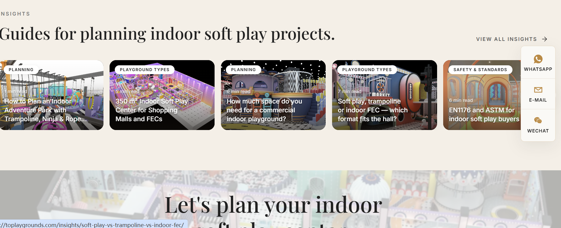 Guides for planning indoor soft play projects – covering space requirements, playground types (trampoline, ninja, FECs), and safety standards EN1176 and ASTM